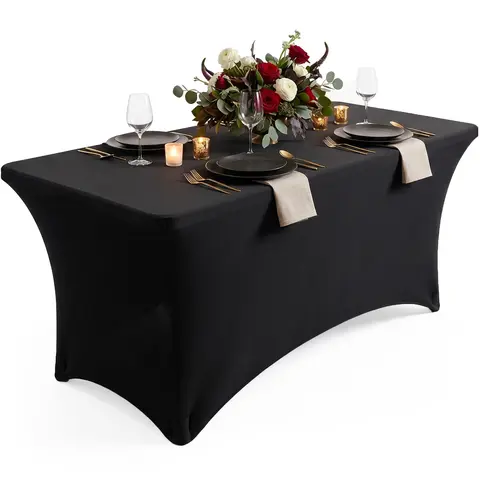 Utopia Kitchen Spandex Blend Stretch-Fit Rectangle Fitted Tablecover Set - Machine Washable, Wrinkle-Free, Event-Friendly, Reinforced Pockets, All Seasons Indoor/Outdoor Use for Weddings, Everyday Use, Kitchen Decor, Wash-And-Reuse