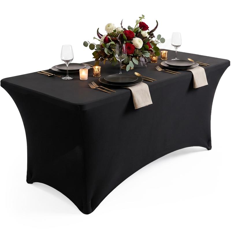 Utopia Kitchen Spandex Blend Stretch-Fit Rectangle Fitted Tablecover Set - Machine Washable, Wrinkle-Free, Event-Friendly, Reinforced Pockets, All Seasons Indoor/Outdoor Use for Weddings, Everyday Use, Kitchen Decor, Wash-And-Reuse