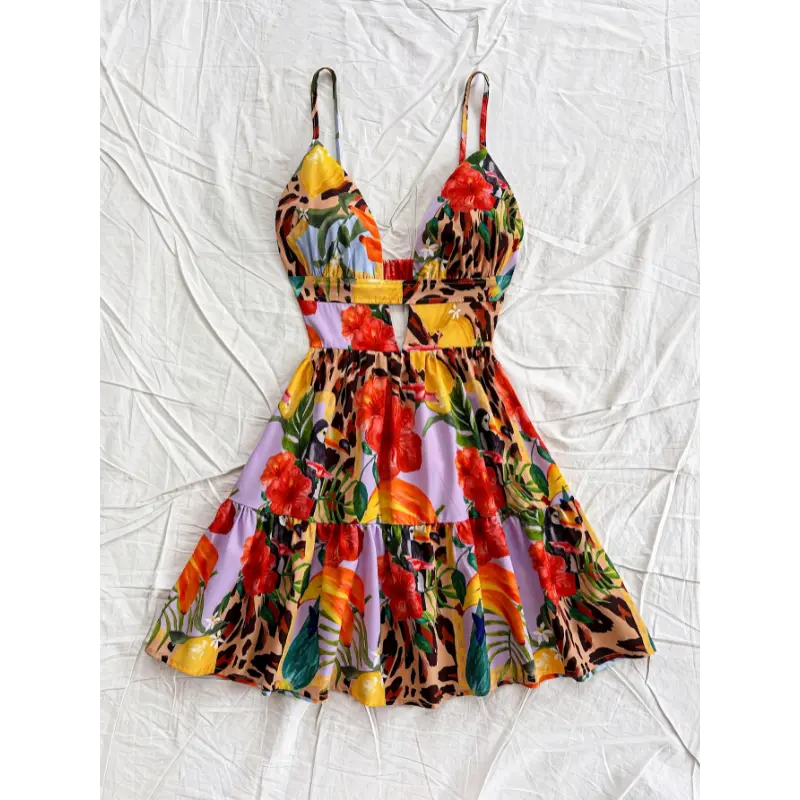 white christmas dresses Tropical Elegance Marinho Dress – Gaivota Brasil main image 1