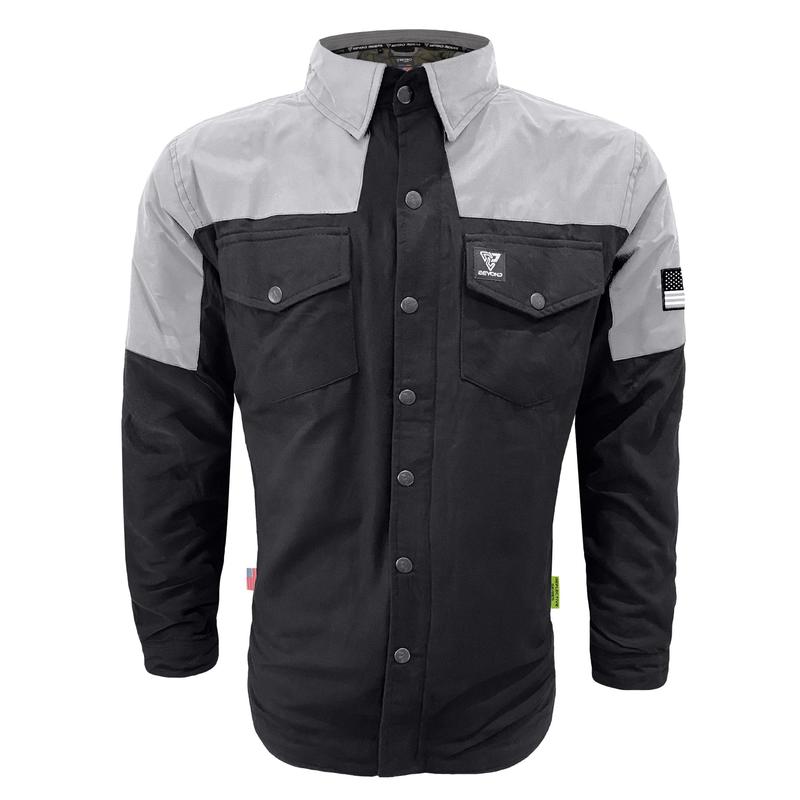 Flannel Reflective Shirt "Alloy Eclipse" - Black and Silver with Pads