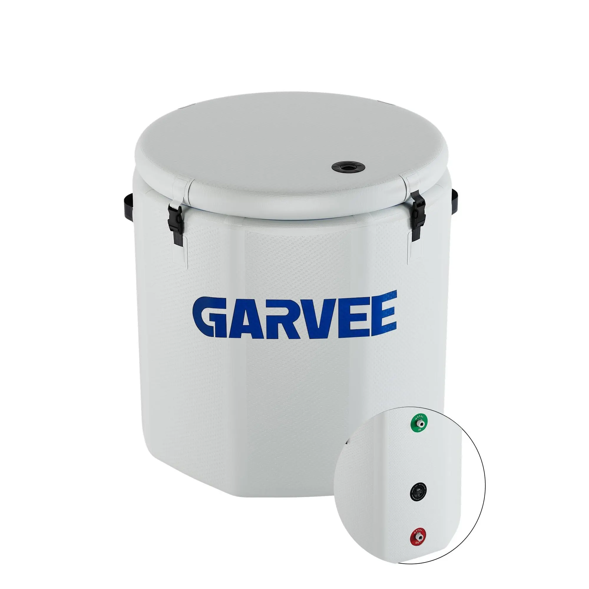 186Gallon Ice Bath Tub for Athletes, Compatible with Water Chillers, 186Gallon Inflatable Cold Plunge Tub with Insulated Lid, Portable Cold Water Therapy Ice Pod for Recovery (White-Blue)