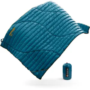 ZOOOBELIVES Ultralight Down Camping Blanket -Deep Lagoon- 1.35lbs, 650 Fill Power Puffy Quilt. Compact & Warm Comforter for Travel, Beach, Hammock, Backpacking - Elevate Your Outdoor Comfort - AlpliveR300