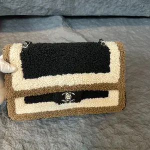Pre-owned CHANEL classic double flap shearling medium