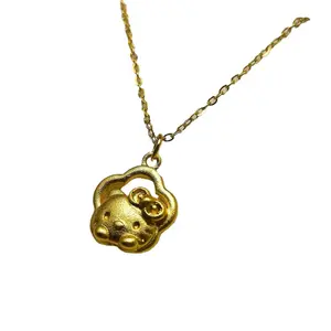 SANRIO Hello Kitty Gold Necklace Everyday Luxury Heart & Cat Design Fashion Jewelry for Women Comfortable Stylish Accessory