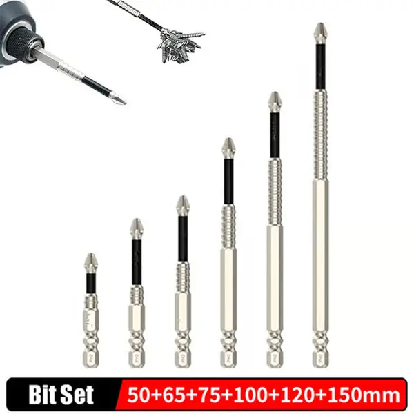 6Pcs K5 Impact-Resistant and Non-Slip Bit,Impact Driver Bit Set,Titanium Alloy Impact Non-Slip Cross Head,High Magnetic Screwdriver Drill Bit