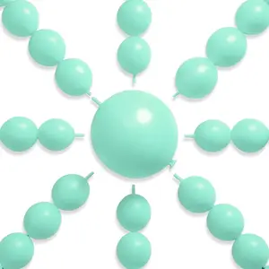 PartyWoo Light Green Linking Balloons 100pcs 12 Inch Mint Pastel Peppermint Green Link Balloons for Graduation Baby Shower Engagement Spring Woodland Birthday Tea Party Decorations Green-W16