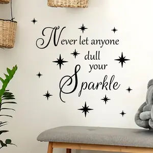 1Set black and white starlight inspirational slogan stickers, Decal Sticker, suitable for home decoration, outdoor decoration, glass decoration, etc., self-adhesive, detachable, waterproof, adding a warm atmosphere