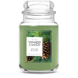 Yankee Candle Balsam & Cedar, Holiday Scented Candle, 22oz Large Jar with up to 150 Hour Burn Time, Giftable Fragrance Decor Aroma