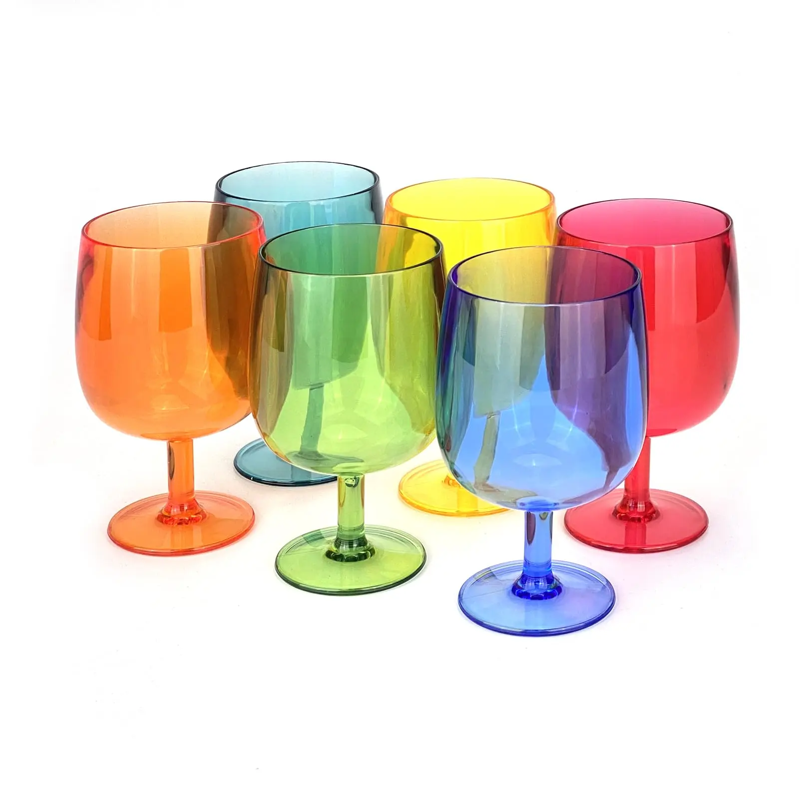 Set Of 6 Unbreakable 12 Oz Plastic Wine And Water Tumbler Stackable Goblets. (multicolor  Oz)