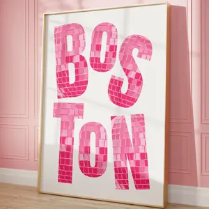 Trendy Boston Art Print, Boston Wall Art, Boston Cityscape Home Decor POSTER NO FRAME, Massachusetts Travel Print, Preppy New England Art