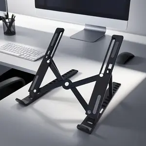 Adjustable Laptop Stand ABS Silicone Foldable Portable Laptop Riser Ventilated Cooling Laptop Holder Compatible with 10 to 15.6 Inch Laptops and Tablets Ergonomic Laptop Desk Accessories for Office Home School Work Study