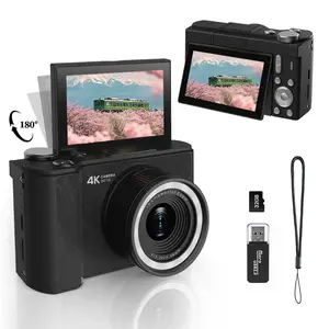 4K Digital Camera for Photography Y2K Foldable Screen Portable Vlogging Camera with 32GB SD Card Wrist Strap Self Timer Anti-Shake 16X Digital Zoom Ideal Gift for Girls Boys Teenagers and Beginners Birthday Christmas Valentine's Day Gift