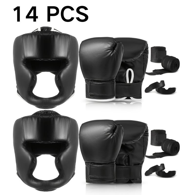 14PCS Boxing Training Set – 2 Pairs 16oz Gloves, Headgear, Hand Wraps & Mouthguards for Beginners, Adults & Youth