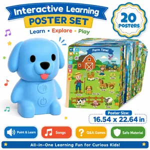 Interactive Educational Dog Learning System with 20 Posters, Preschool Talking Learning Set for Kids Ages 3-8, Homeschool & Kindergarten Prep