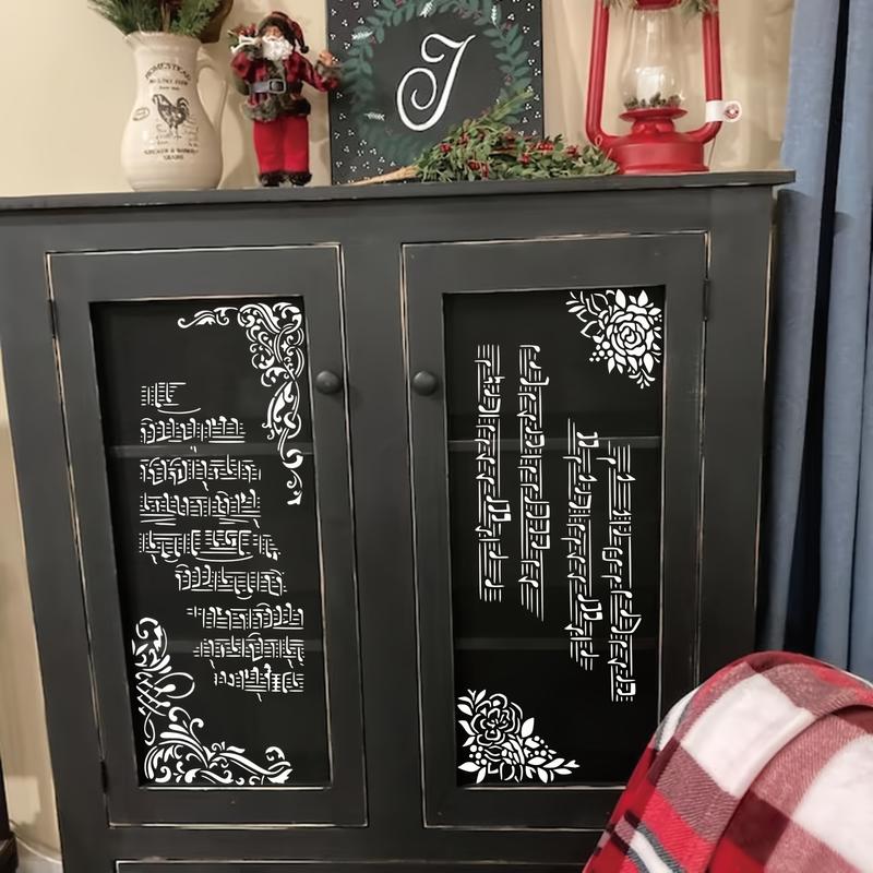 8-Pack Reusable Stencils for Crafts – Branches, Musical Notes & Floral Texture Templates for Painting on Wood, Paper, Furniture & More