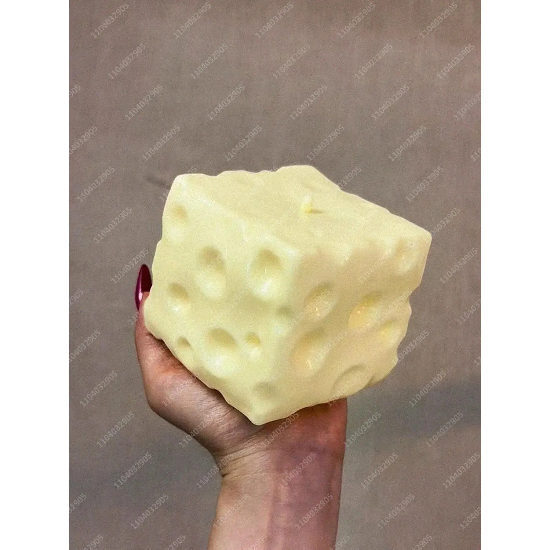 Hand-Filled Large Cube Jumbo Cheese Cube Stress Relief Toy, Non-Bounce Squeeze Fidget Toy with Mixed Fillings, Unisex Adult ASMR Sensory Decor Statue for Christmas Gift Home Supplies