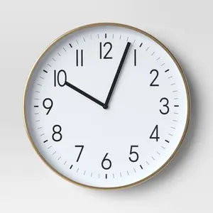 19" Plastic Mirrored Wall Clock Brass - Threshold