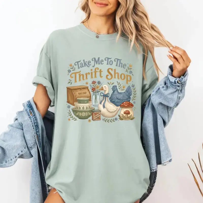 Comfort Colors Take Me To The Thrift Shop T-Shirt, Vintage Thrifting Graphic Tee, Thrifting Shirt, Funny Goose Tshirt - TrendWear USA