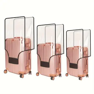 3pcs Transparent PVC Luggage Cover- Waterproof, Scratch-Resistant, Dustproof Protective Case for 20/24/28 Inch Suitcases, Durable Travel Accessories with Reinforced Edges, Multi-Size Fit