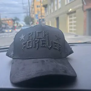 Rich Forever Hat with Star Design and Embroidered Text, Dark Gray Color, Adjustable Fit, Perfect for Casual Wear
