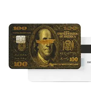 Benjamin Franklin Vinyl Credit Card Sticker Skin - Gold Accents & Detailed Design Inspired by the American Dollar Bill