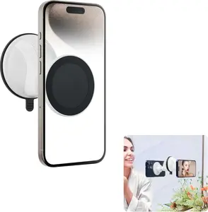 Multi-Surface Suction Mount Detachable  Phone Holder for Mirror Shower Bathroom Kitchen Window Videos Compatible with MagSafe  16 15 14 13 12 & All Phones - White