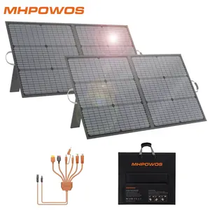 MHPOWOS 220W 110 Watt Portable Solar Panel for Power Station, Foldable 110W Solar Panel for Camping Hiking Off-Grid Living, 20V Monocrystalline Folding Panel Solar With M-C-4 Output 7-in-1 solar cable for Power Station