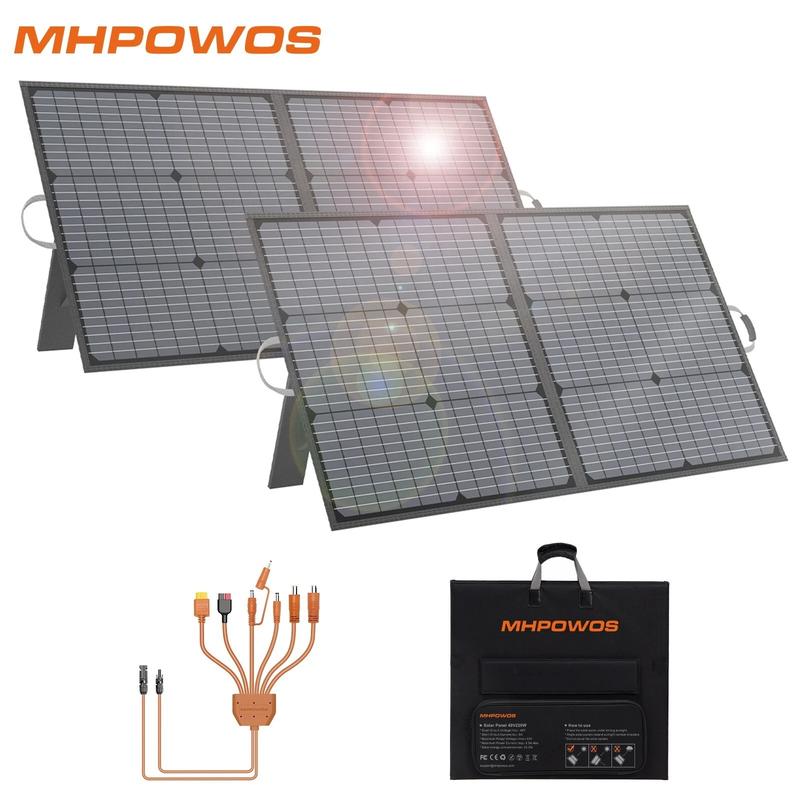 MHPOWOS 110W Portable Solar Panel for Power Stations, 20V Foldable Monocrystalline Solar Charger with MC4 Output & 7-in-1 Solar Cable, 23.5% High Efficiency for Camping, RV, Hiking, Off-Grid & Emergency Backup