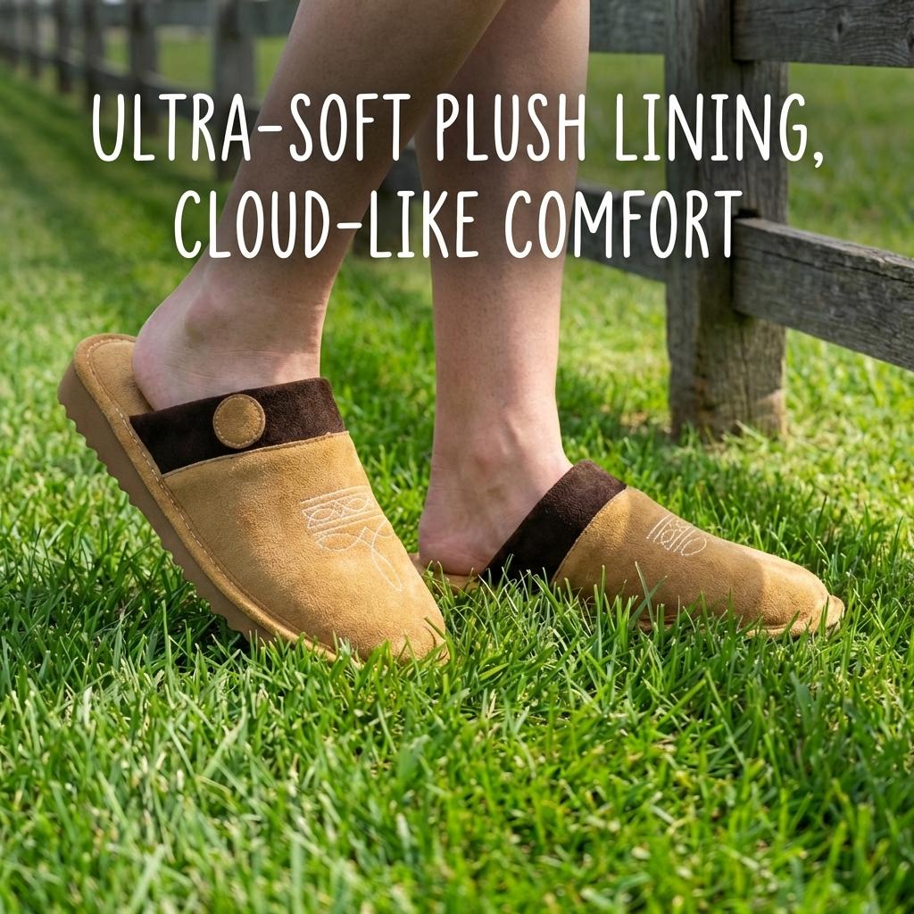 Western Boot Stitch Suede Slippers – All Season Square Toe Cozy House Shoes for Men & Women, Indoor Outdoor Western Boot Stitch Suede Slippers – All Season Square Toe Cozy House Shoes for Men & Women, Indoor Outdoor