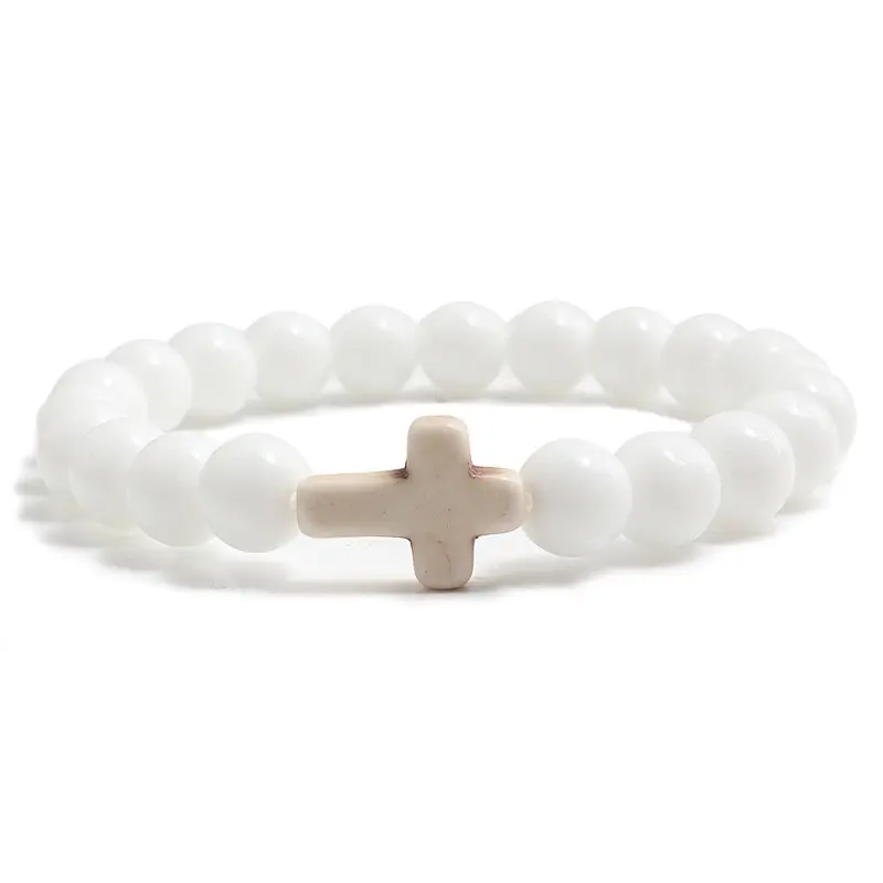 Cross porcelain white bracelet