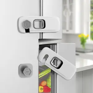5 Pack Childproof Refrigerator Lock, Safety Fridge Door Lock,Freezer Lock Apply to Max 1"(25mm) Sealing Strip,Cabinet Cupboard Lock for ,Easy to Install,No Tools Need or Drill,Grey
