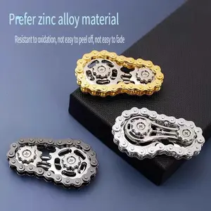 Kinetic Gear Fidget Spinner - A Zinc Alloy Bicycle Chain Design for Tactile Focus & Stress Relief, A Miniature Mechanical Marvel for Your Desk, Stress Relief Fidgeting, Stress Relief Gadgets