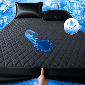 Raybee Cooling & Breathable Waterproof Mattress Protector with 6''-16'' Deep Pockets,Soft Queen SizeWaterproof Mattress Cover /Pad,  Fitted Sheet for Bedroom, Collage Dorm,Hotel