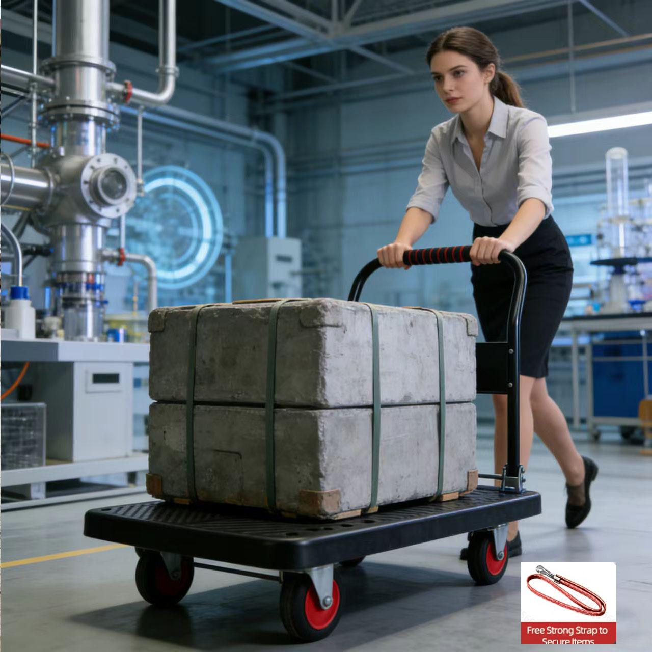 Heavy-Duty Foldable Hand Truck | 820 lbs Load Capacity, Steel Tube Structure, 360° Dual-Axis Rotating Casters, Ligand Portable, Quiet and Durable, Suitable for Outdoor, Home, Warehouse, Multi-Purpose Transport, Stylish Black Design