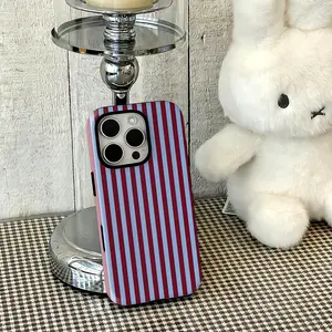 Burgundy & Blue Striped Phone Case,Trendy Phone Case, Retro Phone Case, With iPhone 17 16 15 14 13 12 Pro Max, Samsung S25 24 Ultra