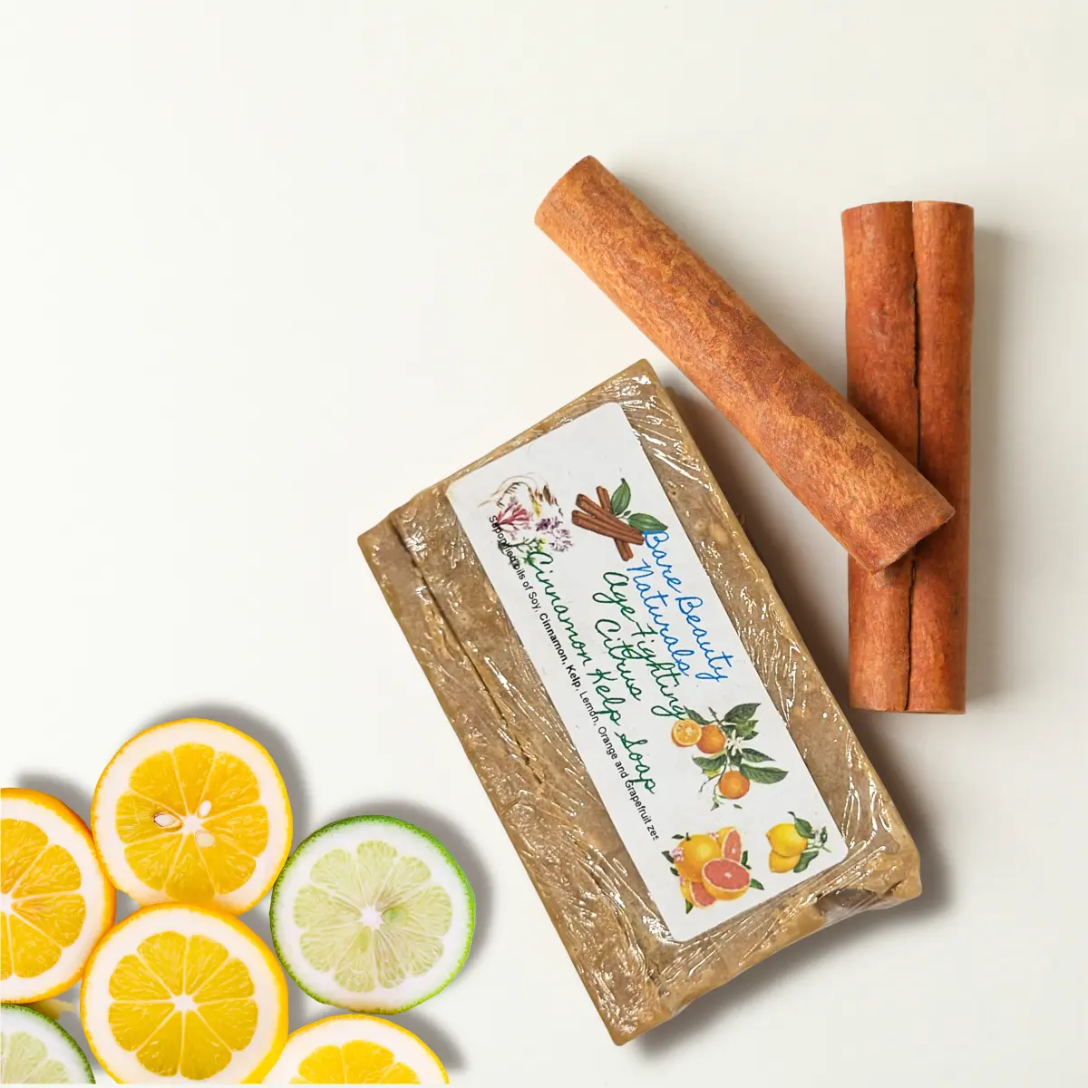 All Natural Citrus Cinnamon Kelp Soap by Bare Beauty Naturals - Plant based