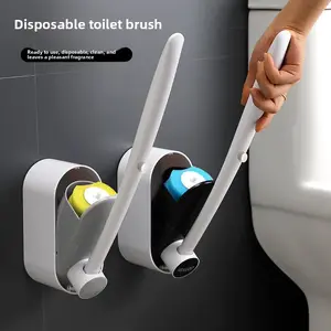 Disposable Toilet Brush Set with Replaceable Heads, No Dead Spots, Wall-Mounted Toilet Cleaning Brush for Home Use, Toilet Wand