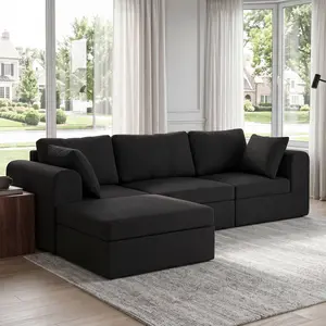 MURAGO Modular Sectional Cloud Sofa with Chaise 4-Piece Convertible Floor Couch Plush Corduroy Boneless Set Deep Seating Comfy Upholstered No Assembly Required
