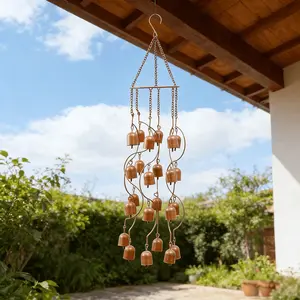 24 Bell Vintage Copper Spiral Iron Wind Chime, Metal Garden Decor, Outdoor Balcony Decoration, No Power or Battery Required