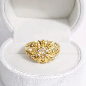 Floral Fashion Ring 14K Gold Plated – Elegant Flower Design with Zirconia