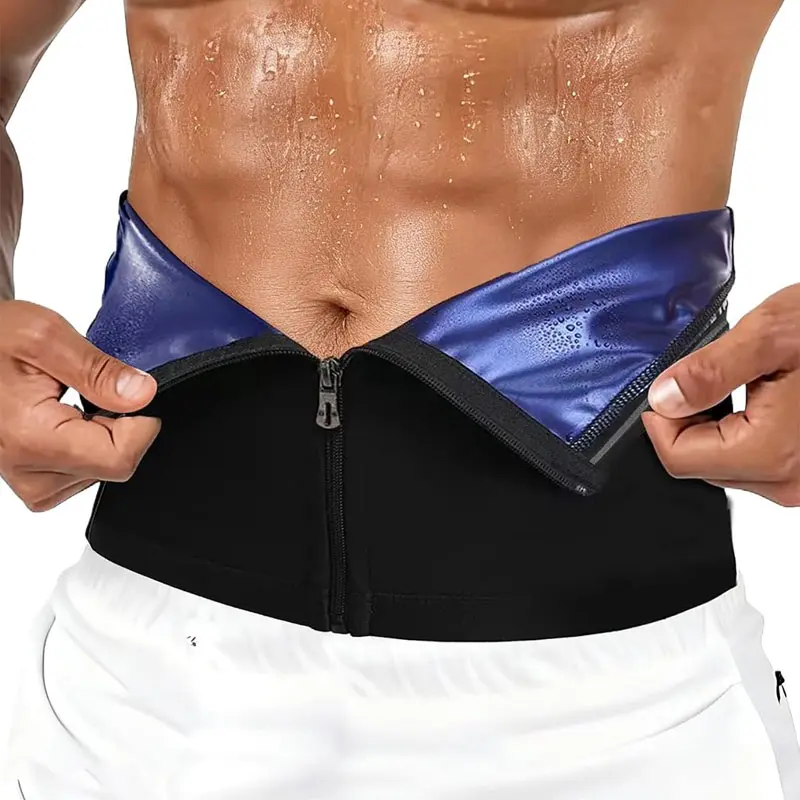 CATTIBOR Men's Soild Color Waist Cincher Belt ,High Stretch Tummy Control Wasit Belt With Zipper,Sauna Sweat Belt Workout Belt Shapewear