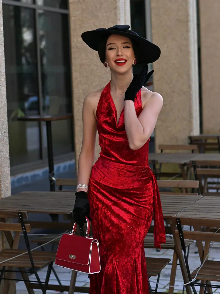RETRO STAGE Women's 1930s Deep Red Haltered Sleeveless Glitter Cowl Neck Mermaid Cut Evening Gown - Formal Wear, Vintage Glamour, Lady's Formal Dresses - TikTok Shop RETRO STAGE Women's 1930s Deep Red Haltered Sleeveless Glitter Cowl Neck Mermaid Cut Evening Gown - Formal Wear, Vintage Glamour, Lady's Formal Dresses - TikTok Shop