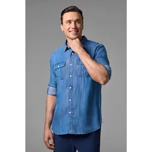 Men's Carson Chambray Long Sleeve Shirt | Light Indigo Chambray