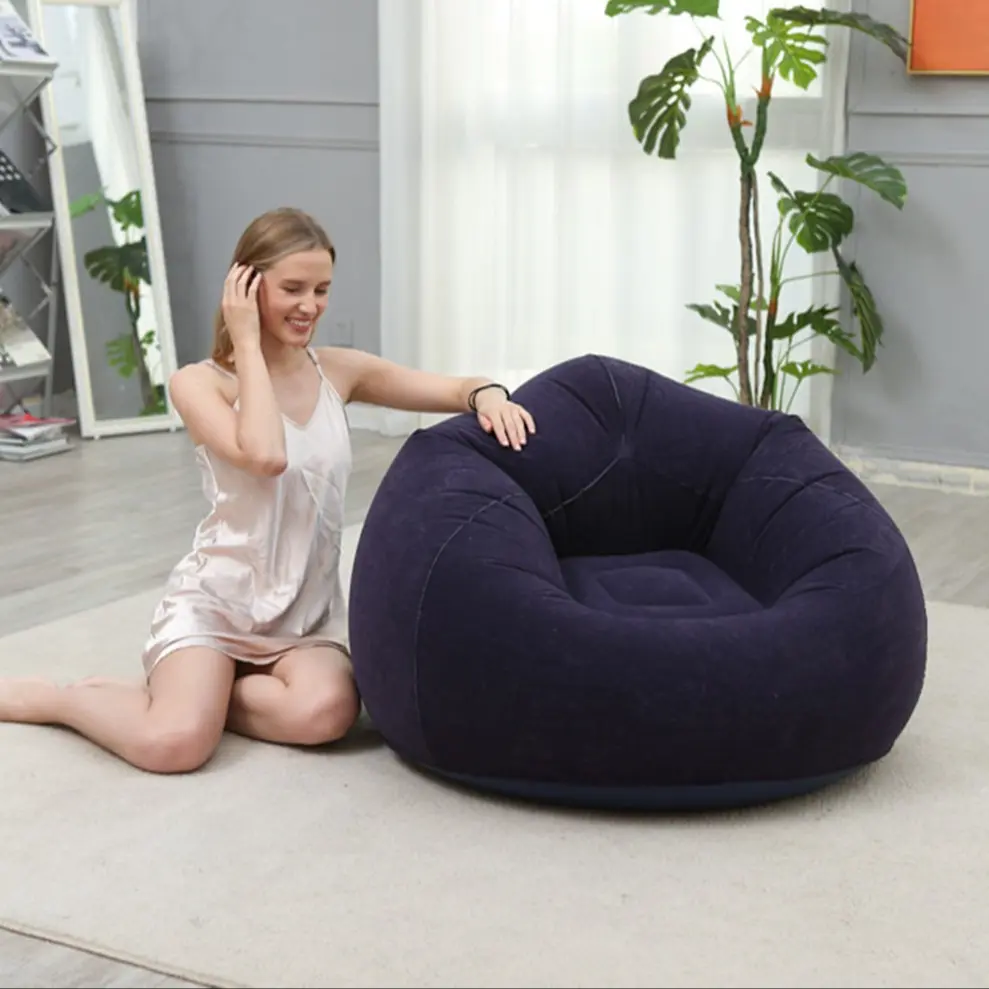 Inflatable Lazy Boy Sofa, Ball Design Outdoor Camping Chair, Foldable Nap Lounge, Comfortable Backrest & Armrest Seating, Portable Sofa Chair
