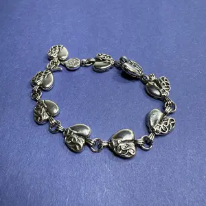 Heavyweight Heart Bracelet Vintage 20cm Unisex Stainless Steel Chain Jewelry with Unique Floral Design for Men and Women