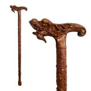 THY Collectibles 36-inch Natural Wood Carved Cane with Dragon Handle Ergonomic Design for Men Women Healthcare Equipment Fashion Accessory Stick Tool