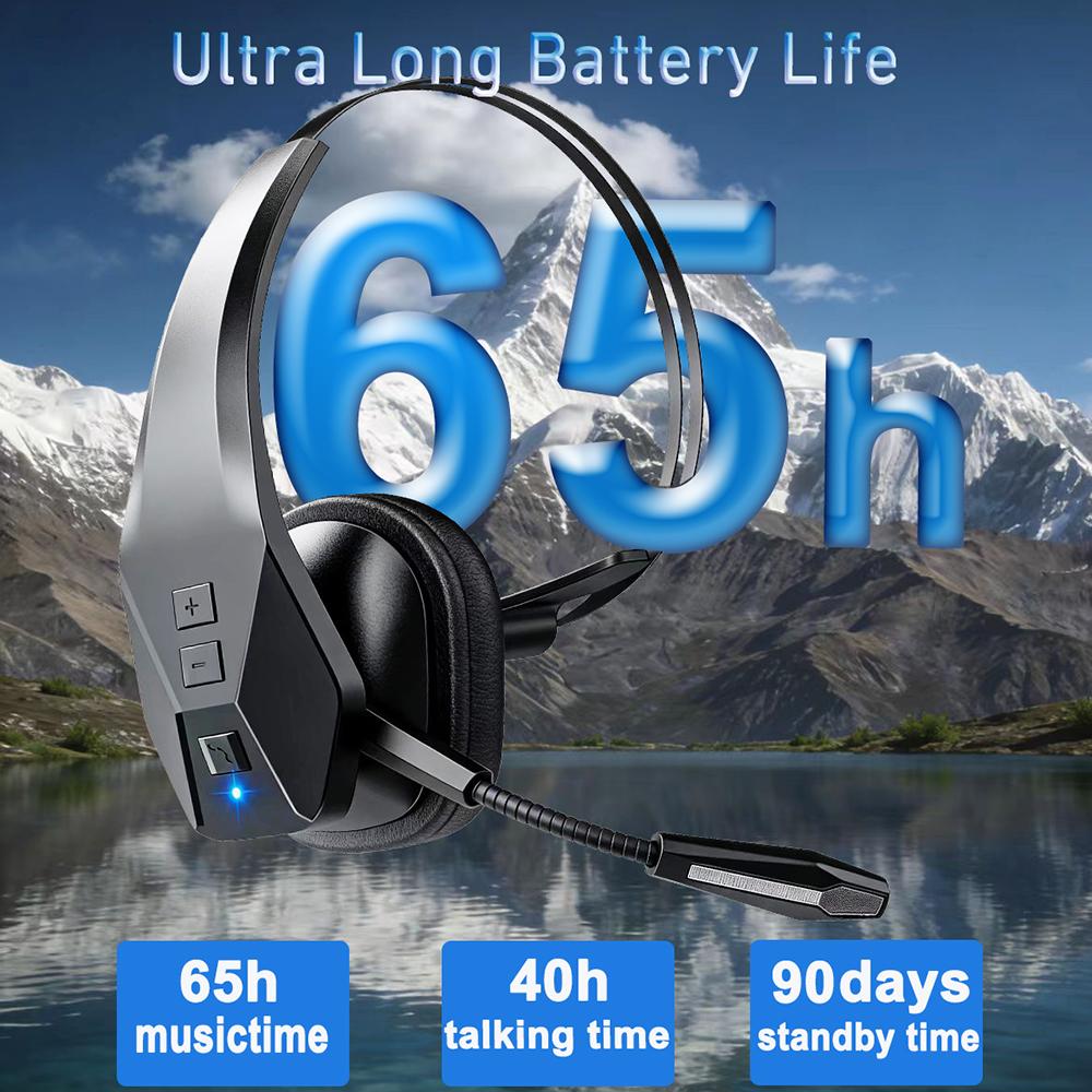DH17 Bluetooth Headset  for Computer, Single-Ear Wireless Headset with Noise Cancelling Microphone for Office & Truckers, Bluetooth V5.3 with Mute Button for Work