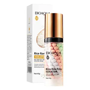 BIOAOUA Rice Raw Pulp Isolation Cream 40g - 3-Color Correction Primer for Contour & Complexion - Lightweight Non-Greasy Radiant Makeup Base with Rice Extract for Hydration
