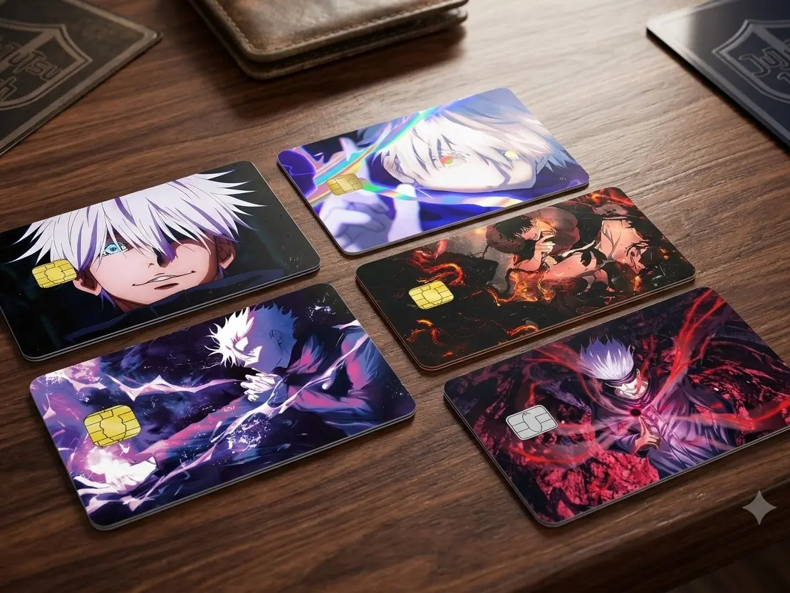 Jujutsu Kaisen Gojo Satoru Sukuna Toji Fushiguro Credit Card Skin Sticker, Waterproof Vinyl Card Decal, Scratch Resistant, Fits Credit & Debit Cards