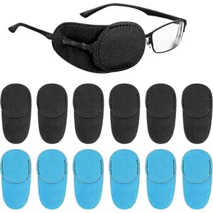 12 count Eye Patches for Glasses,  Non-Woven Fabric Eye Patch Glasses Cover Right Left Eye Patches for Adults  Lazy Eye Amblyopia Strabismus Improve Right Left